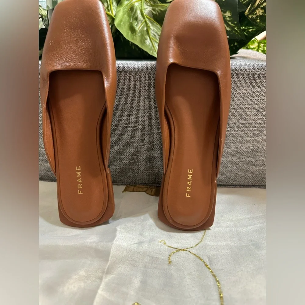 NWT Frame Le Town Leather Mule Tobacco Brown Size: 36 Never won Great for Summer - Picture 9 of 12